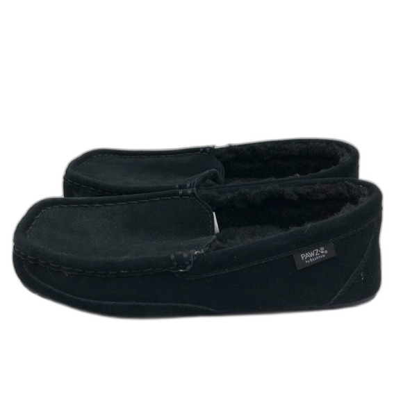PAWZ by Bearpaw Men's Black Leather Slip On House Slippers US 10 Faux Fur Inside - Picture 5 of 13